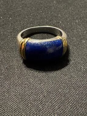 925 CNA Thailand Lapis Lazuli Vermeil Accents Ring Size 6